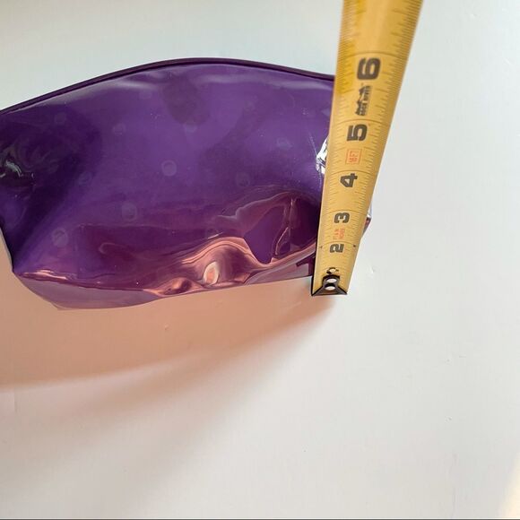 Lancôme Paris Makeup Bag Purple Patent Faux Leather Cosmetic Pouch Rare Vintage - Picture 10 of 10